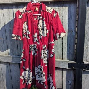Maeve Red and Cream Floral Dress